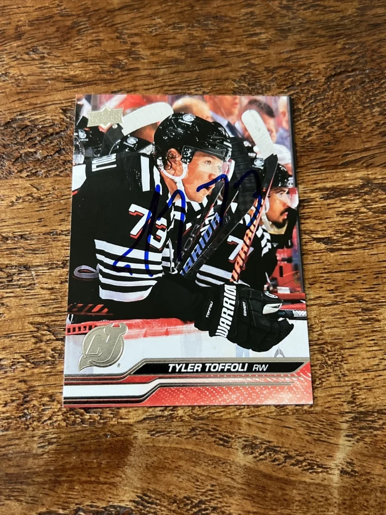 Tyler Toffoli IP Signed 2023-24 Upper Deck Card New Jersey Devils Autographed
