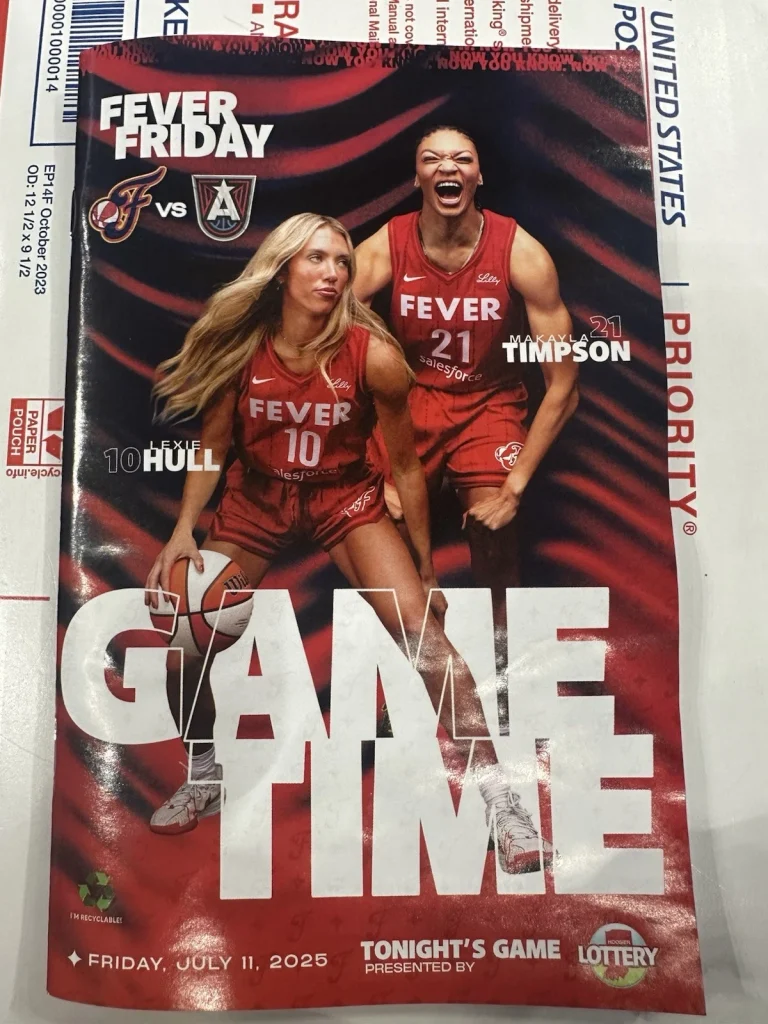 July 11, 2025 Indiana Fever Gametime Program Magazine Caitlin Clark Lexie Hull
