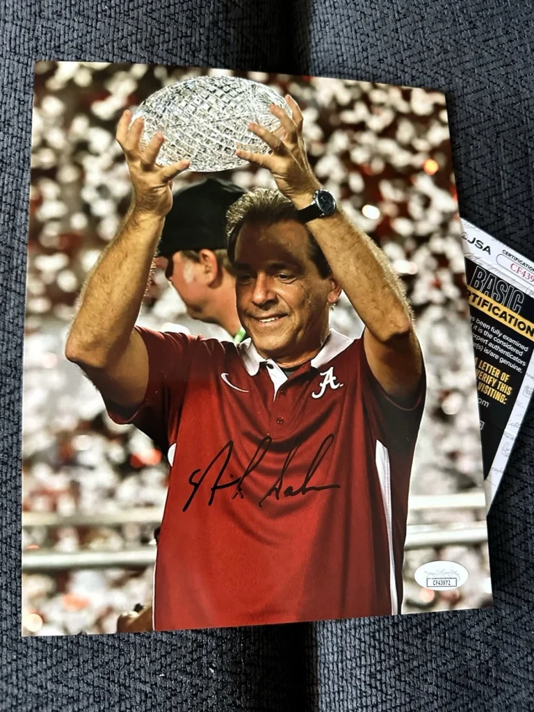 Coach Nick Saban Signed 8 X 10 Photo JSA Authentication COA Alabama Crimson Tide