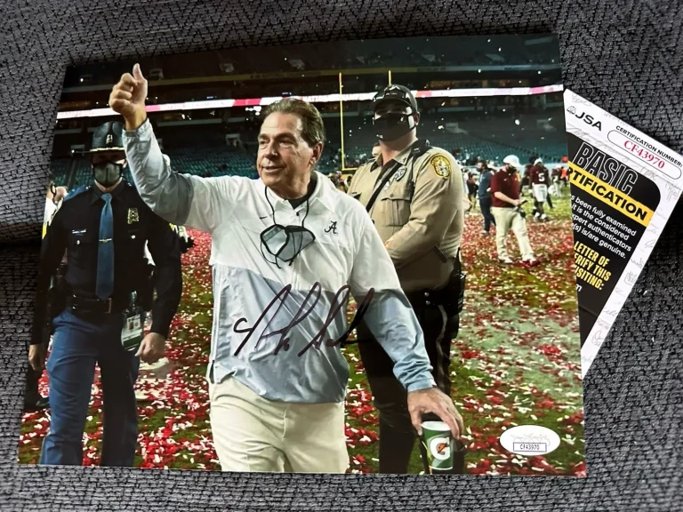 Coach Nick Saban Signed 8 X 10 Photo JSA Authentication COA Alabama Crimson Tide