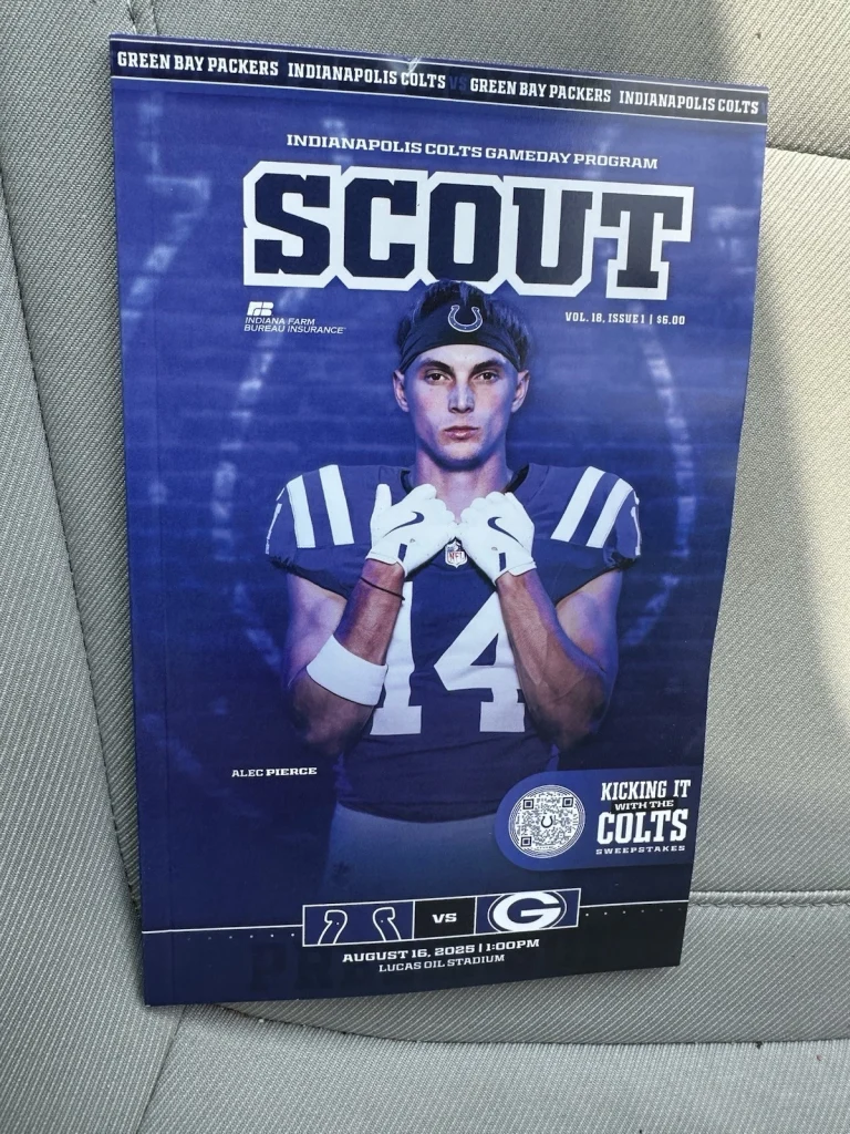 Alex Pierce Indianapolis Colts Scout Program Magazine 8/16/25 2025