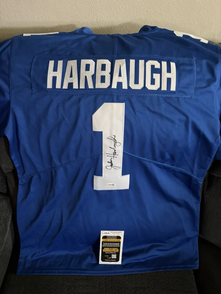 John Harbaugh SIGNED New York Giants Jersey Stitched XL JSA Authentication COA