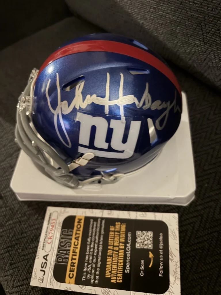 John Harbaugh Signed Mini Helmet JSA Authentication COA New York Giants