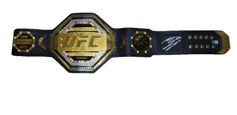 KHAMZAT CHIMAEV signed (UFC) MMA Leather Championship Belt BECKETT BAS BW54036