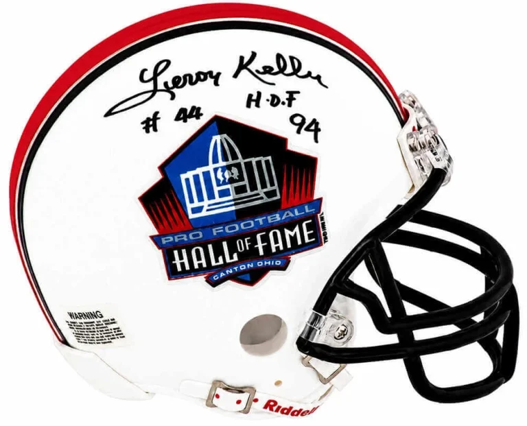 Leroy Kelly Signed Hall of Fame Logo Riddell VSR4 Mini Helmet w/HOF'94 -(SS COA)
