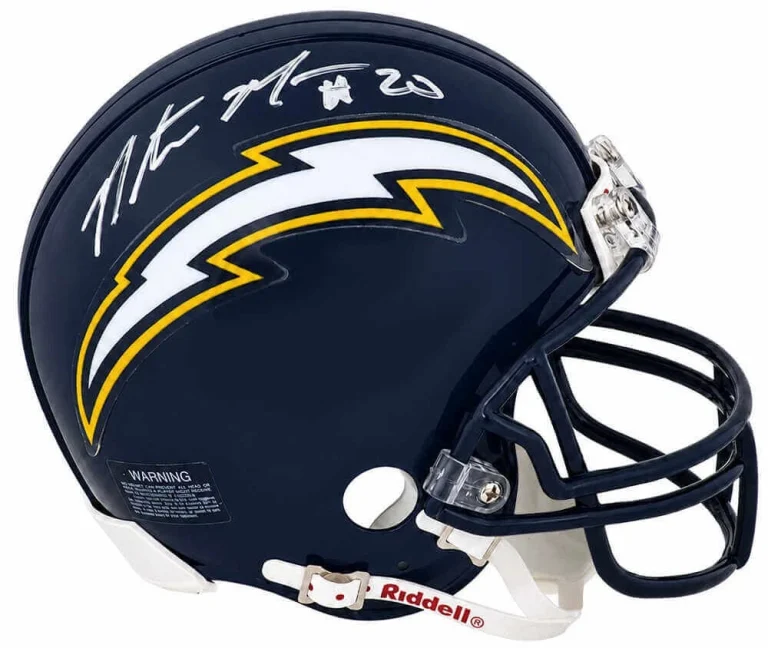 Natrone Means Signed Chargers Navy Riddell (VSR4) Mini Helmet - (SCHWARTZ COA)