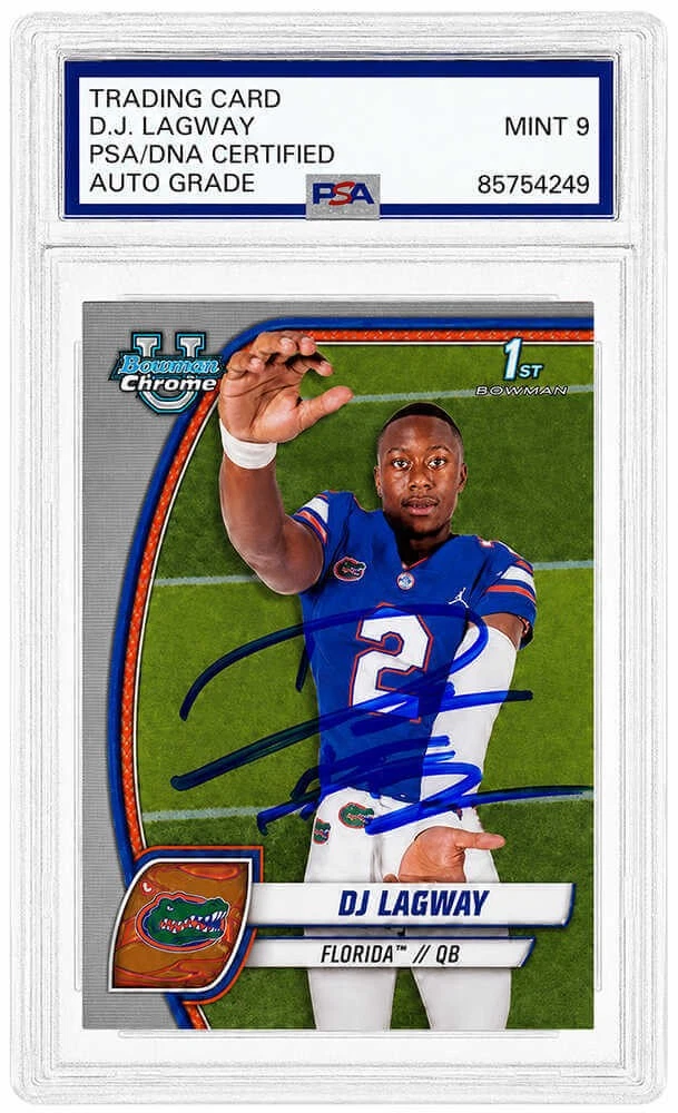 DJ Lagway Signed 2024 Bowman Chrome Football Card #63 - (PSA/DNA - Auto Grade 9)