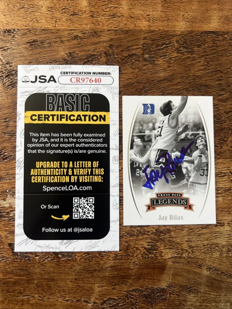 Jay Bilas IP Signed Press Pass Legends Card JSA Coa Duke Blue Devils Autographed