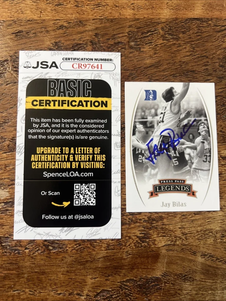 Jay Bilas IP Signed Press Pass Legends Card JSA Coa Duke Blue Devils Autographed