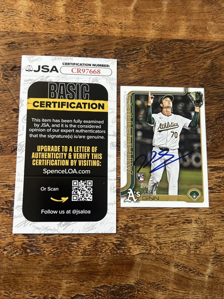 JT Ginn IP Signed Topps Rookie Card JSA Coa Athletics Autographed A’s