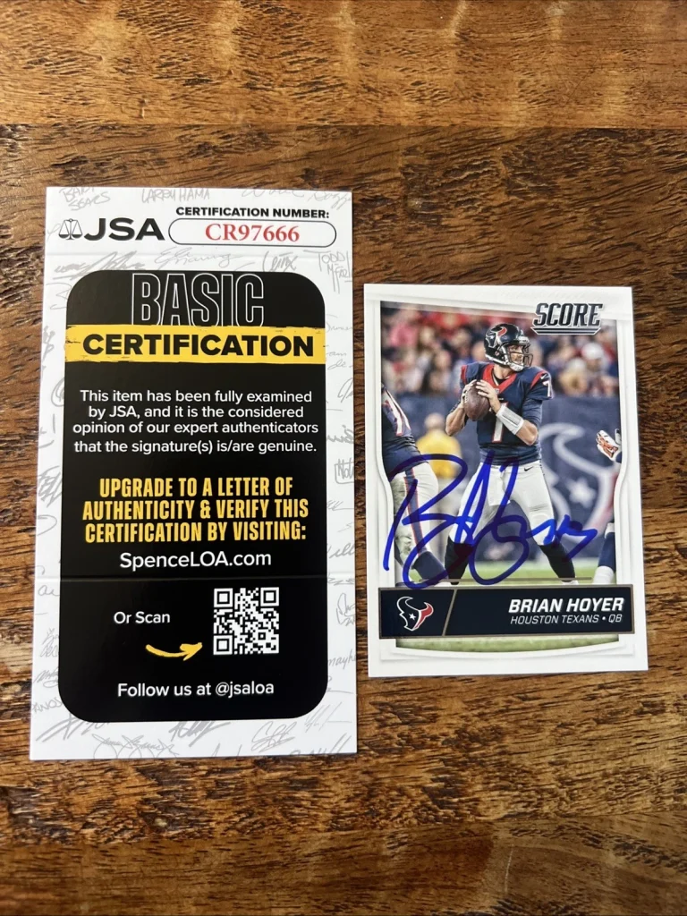 Brian Hoyer IP Signed Panini Score Card JSA Coa Texans Autographed