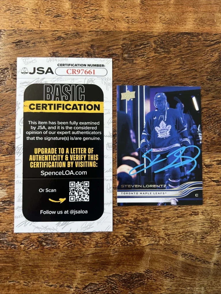 Steven Lorentz IP Signed Upper Deck Card JSA Coa Maple Leafs Autographed
