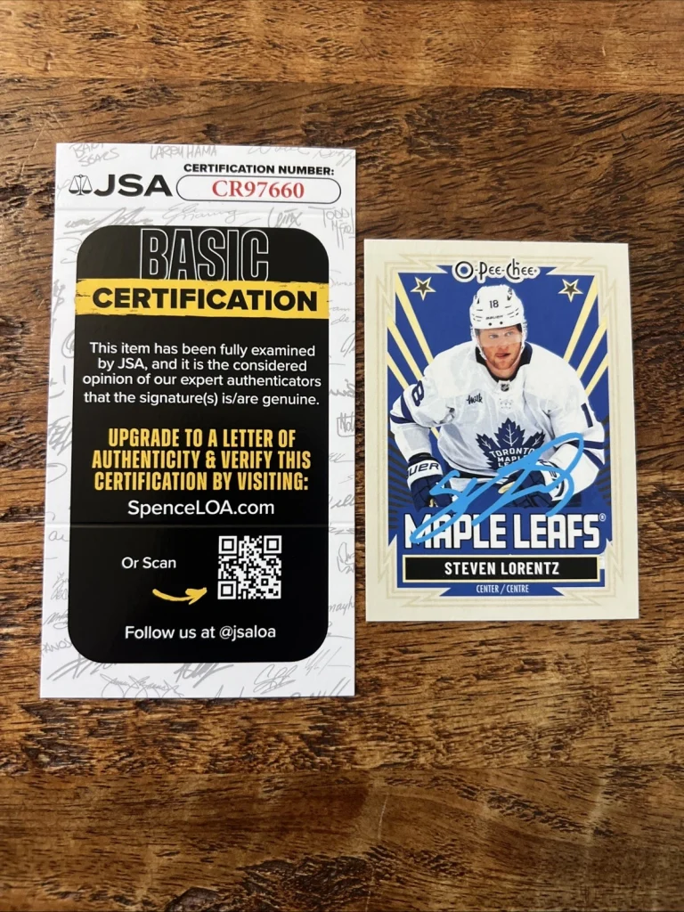Steven Lorentz IP Signed O Pee Chee Card JSA Coa Maple Leafs Autographed