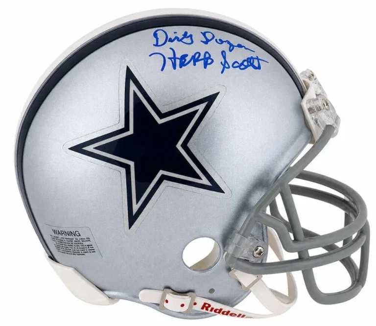 Herb Scott Signed Cowboys Riddell (VSR4) Mini Helmet w/Dirty Dozen -SCHWARTZ COA