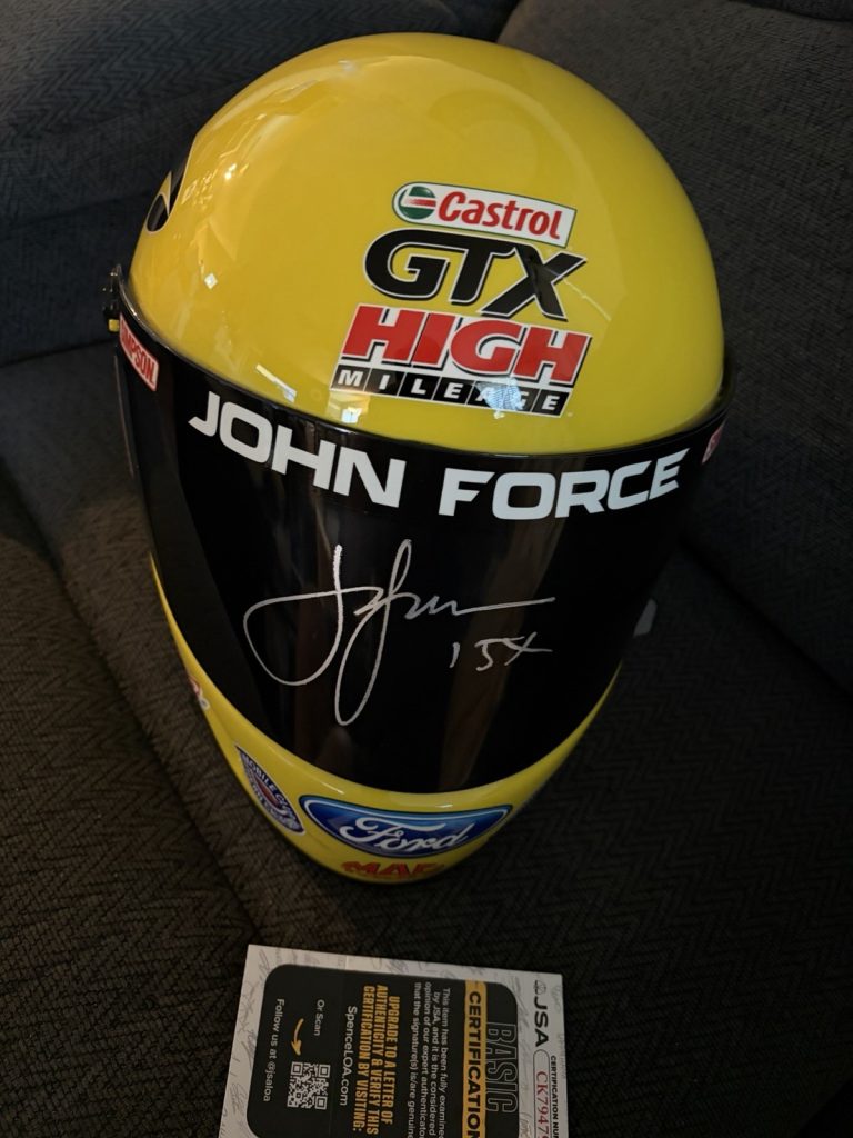 John Force Signed Full Size Helmet F/S JSA Authentication COA NHRA Legend
