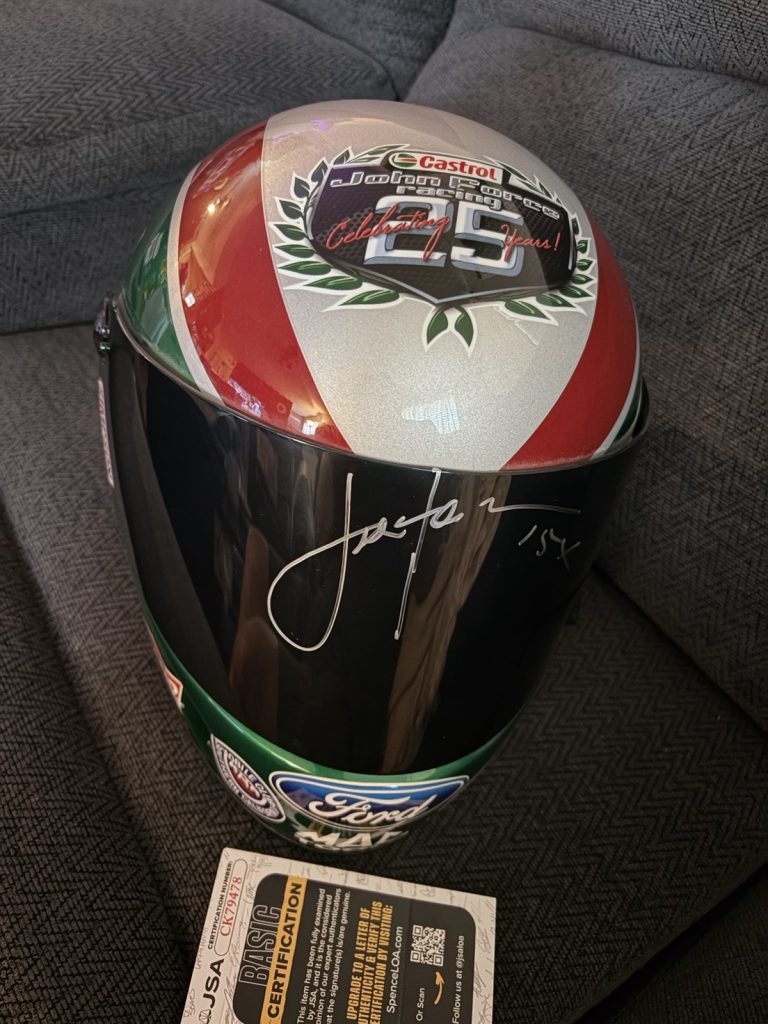John Force Signed Full Size Helmet F/S JSA Authentication COA NHRA Legend