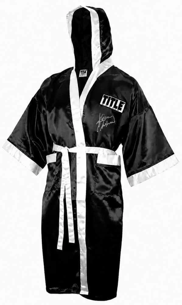 Gerry Cooney Signed Title Black With White Trim F/S Boxing Robe w/INS - (SS COA)
