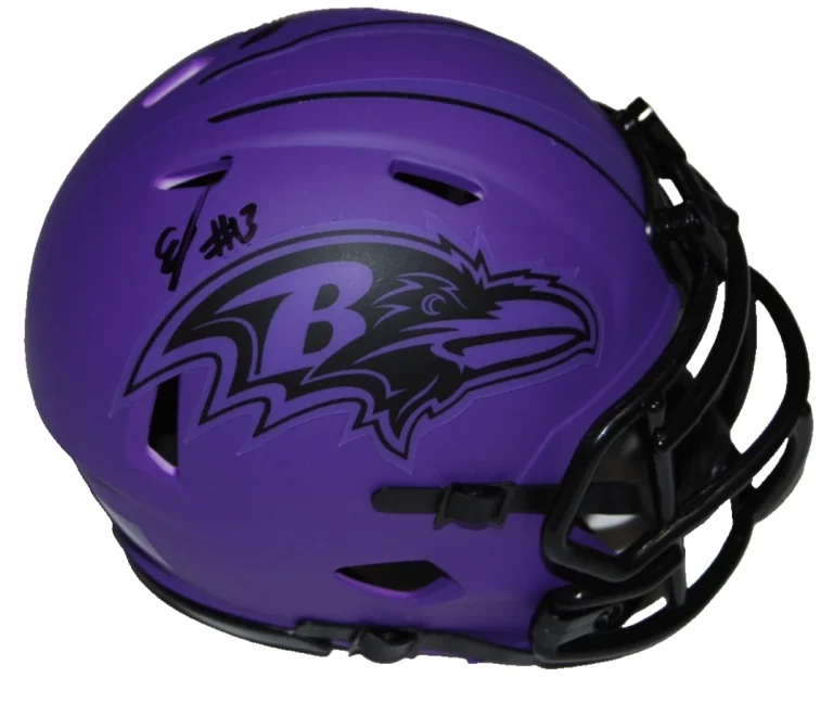 JA'KOBI LANE & ELIJAH SARRATT signed (BALTIMORE RAVENS) mini helmet JSA CR86321