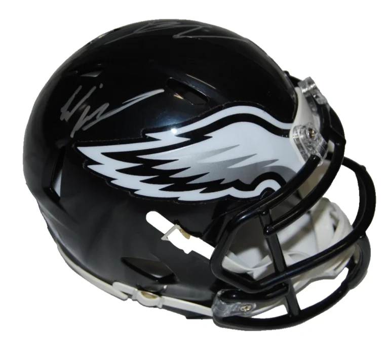 MAKAI LEMON & ELI STOWERS signed (PHILADELPHIA EAGLES) mini helmet JSA CR86268