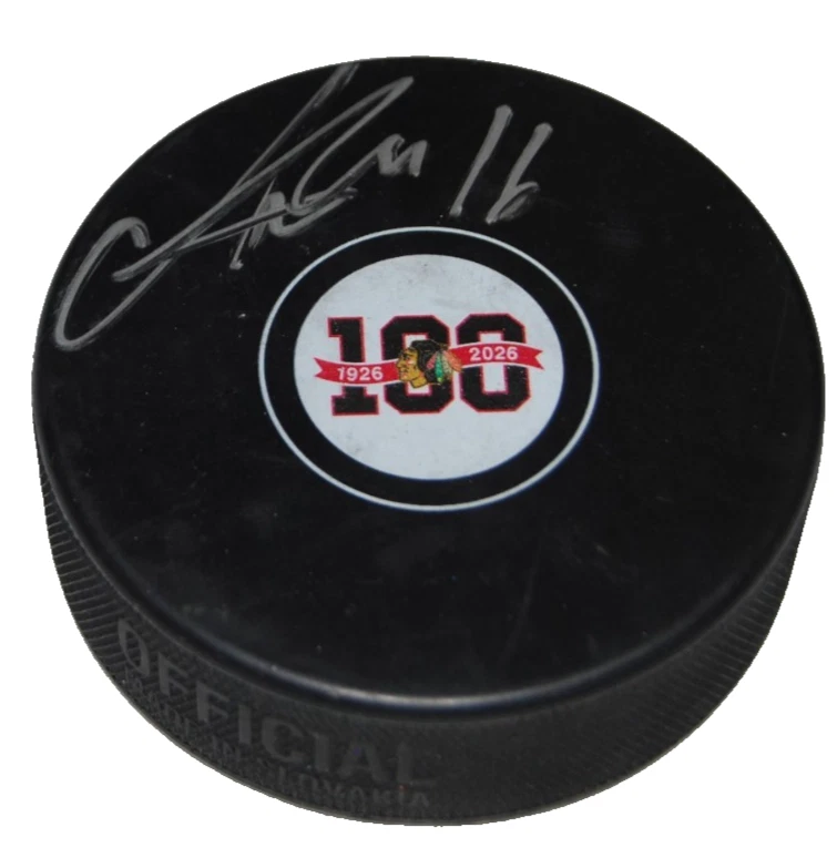 ANTON FRONDELL signed (CHICAGO BLACKHAWKS) 100TH Ann puck BECKETT BY064006