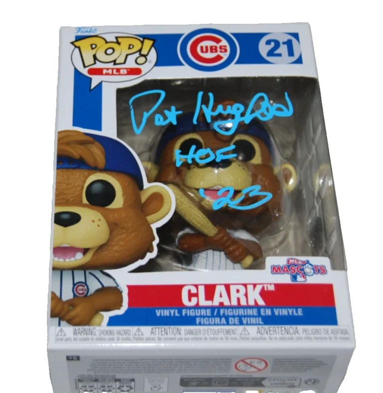 PAT HUGHES signed (CLARK) Mascot WRIGLEY CUBS Funko Pop #21 BECKETT BY085885