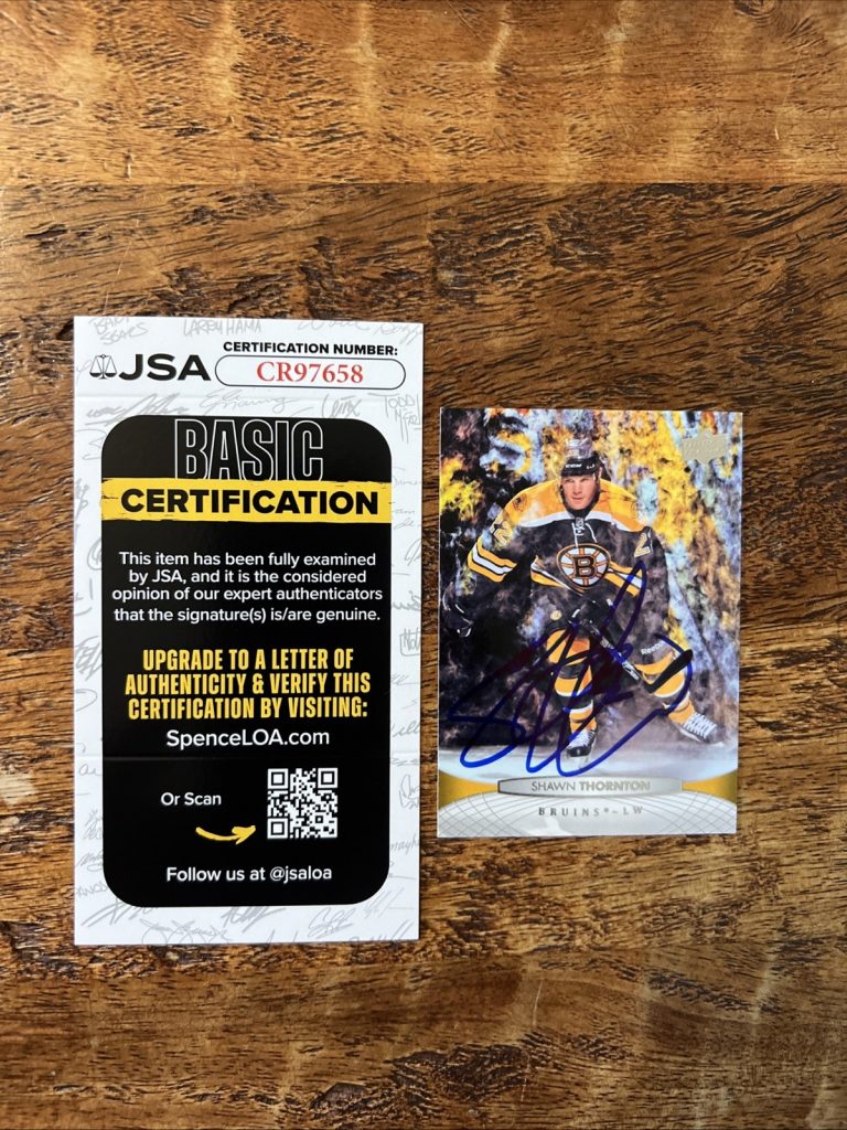 Shawn Thornton IP Signed Upper Deck Card JSA Coa Bruins Autographed