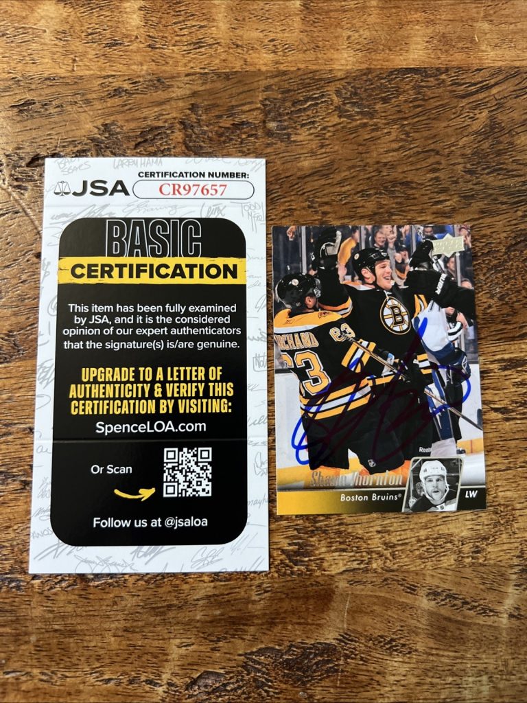 Shawn Thornton IP Signed Upper Deck Card JSA Coa Bruins Autographed