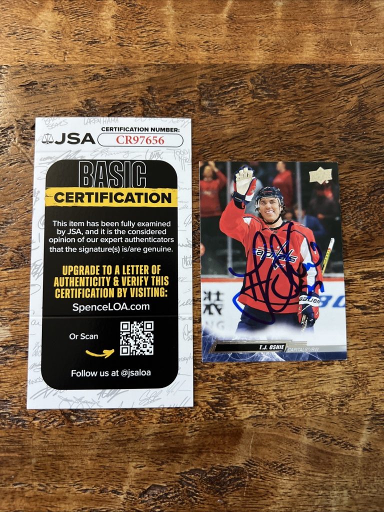 TJ Oshie IP Signed Upper Deck Card JSA Coa Autographed Capitals