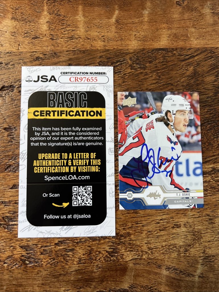 TJ Oshie IP Signed Upper Deck Card JSA Coa Autographed Capitals