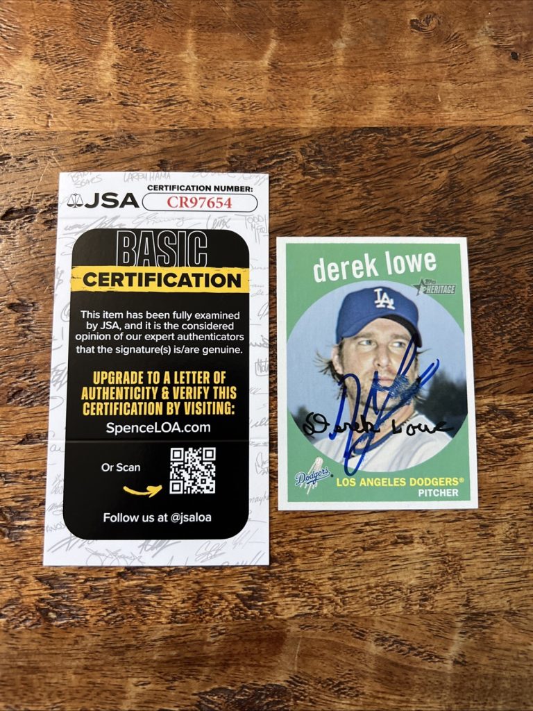 Derek Lowe IP Signed Topps Heritage Card JSA Coa Dodgers Autographed