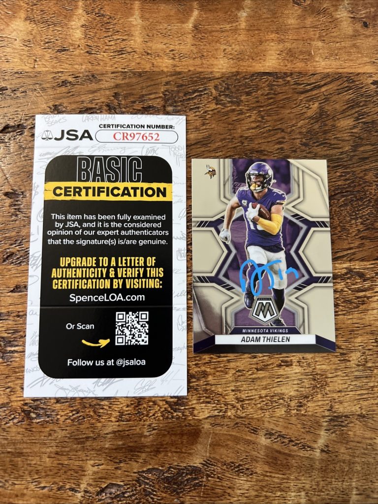 Adam Thielen IP Signed Panini Mosaic Card JSA Coa Vikings Autographed