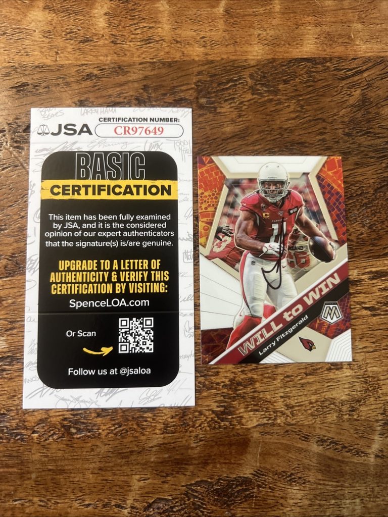 Larry Fitzgerald IP Signed Panini Mosaic Card JSA Coa Cardinals Autographed