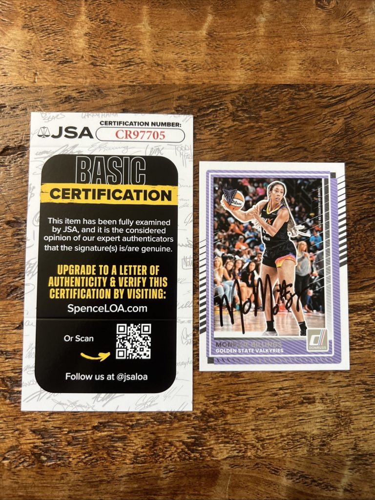 Monique Billings IP Signed Donruss Card JSA Coa Valkyries Autographed WNBA