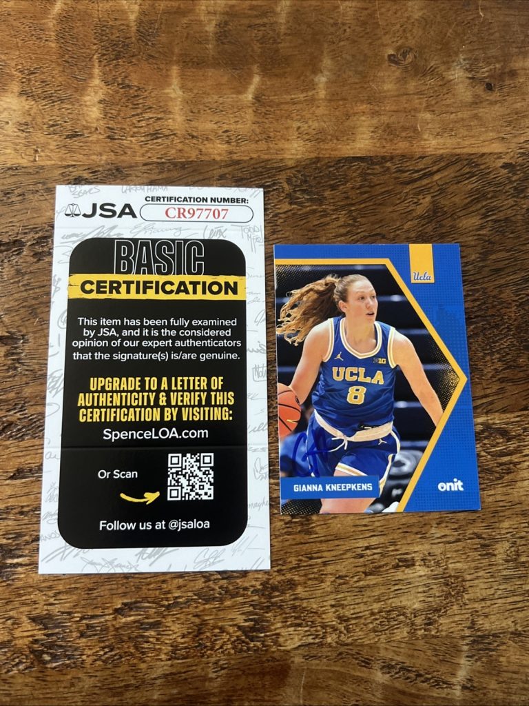 Gianna Kneepkens IP Signed Onit Card JSA Coa UCLA Autographed Connecticut Sun