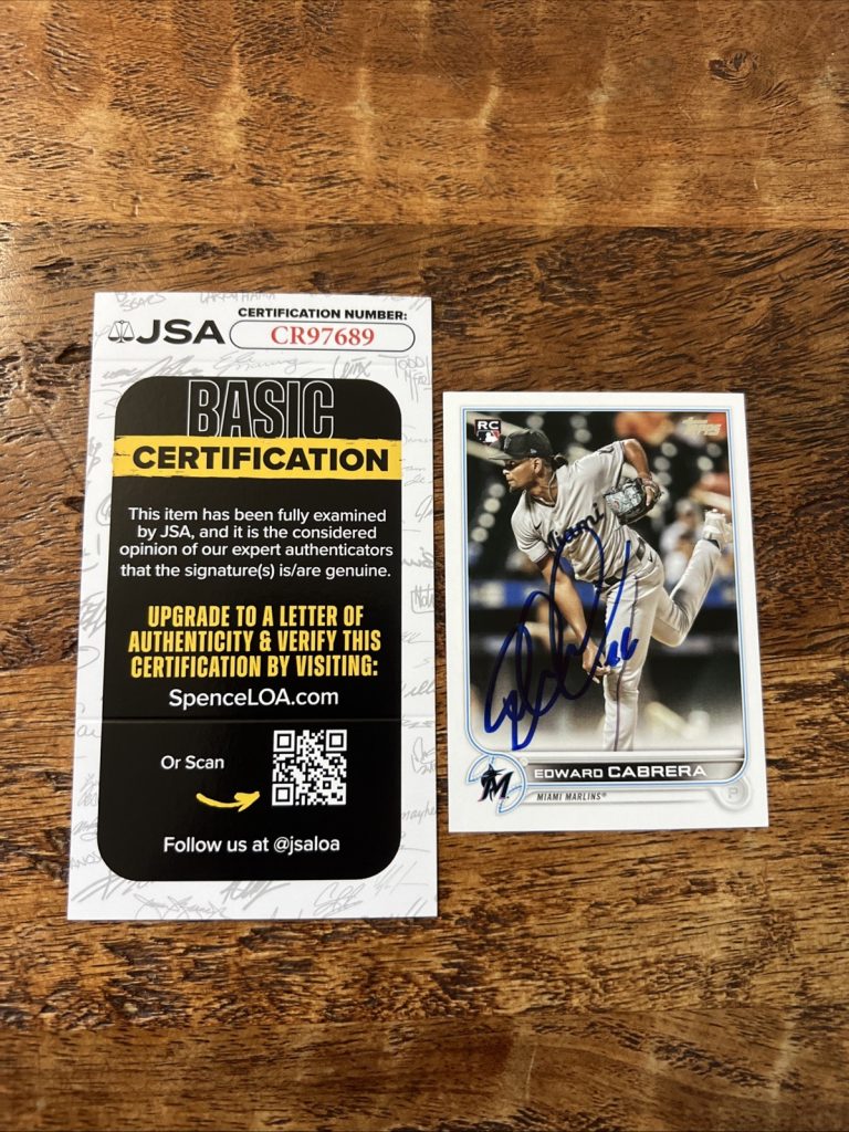 Edward Cabrera IP Signed Topps Rookie Card JSA Coa Marlins Autographed
