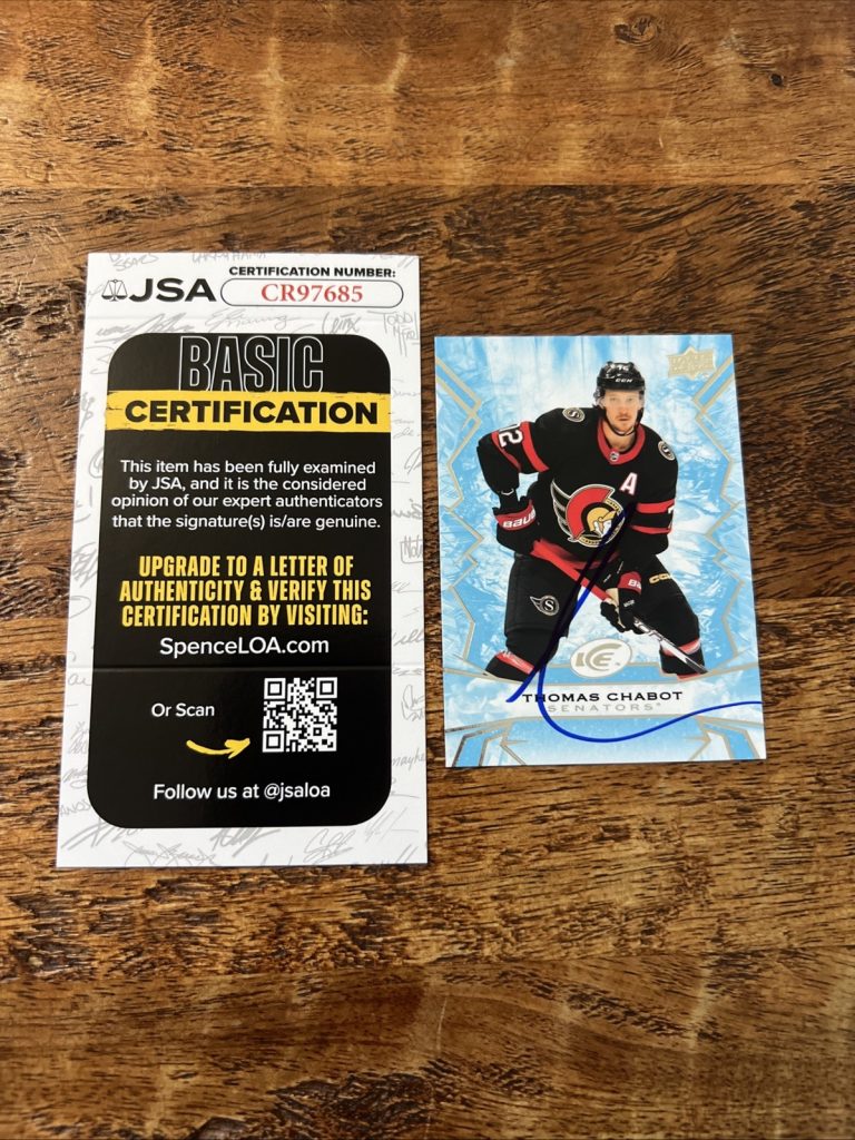 Thomas Chabot IP Signed Upper Deck Ice Card JSA Coa Senators Autographed