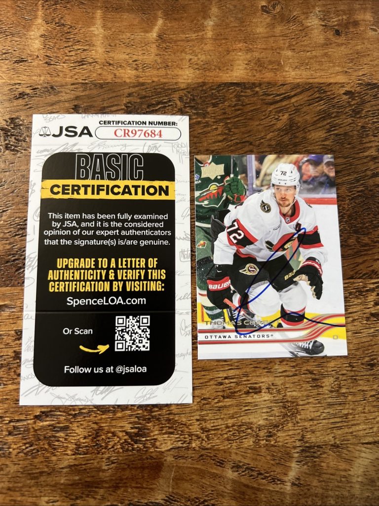 Thomas Chabot IP Signed Upper Deck Card JSA Coa Senators Autographed