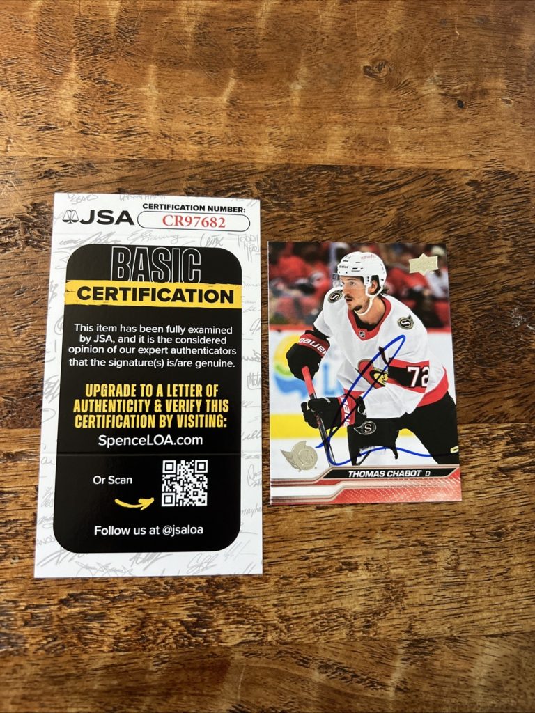 Thomas Chabot IP Signed Upper Deck Card JSA Coa Senators Autographed