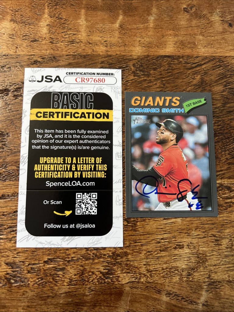 Dominic Smith IP Signed Topps Heritage Card JSA Coa Giants Autographed