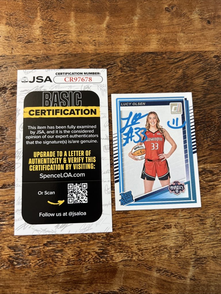 Lucy Olsen IP Signed Donruss Rookie Card JSA Coa Mystics Autographed WNBA