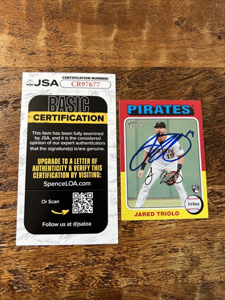 Jared Triolo IP Signed Topps Heritage Rookie Card JSA Coa Pirates Autographed