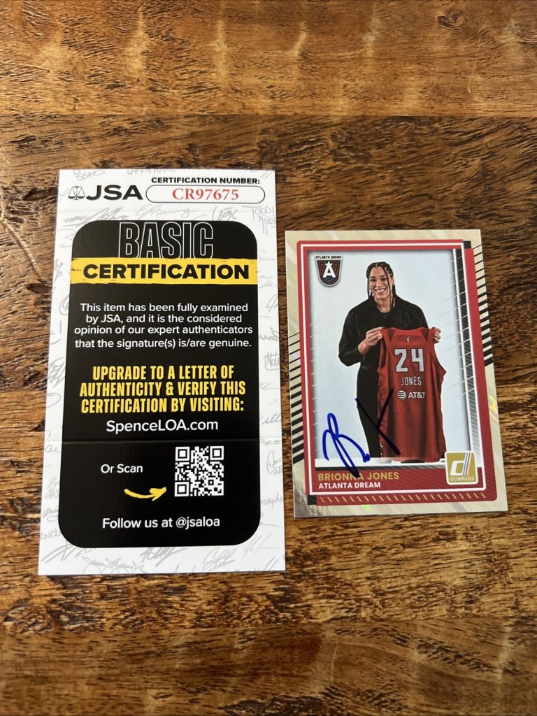 Brionna Jones IP Signed Donruss Card JSA Coa Dream Autographed WNBA