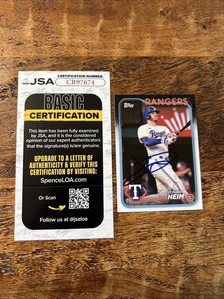 Jonah Heim IP Signed Topps Card JSA Coa Rangers Autographed