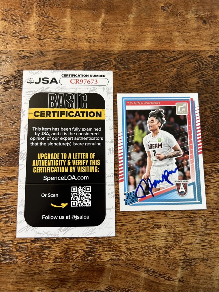 Te-Hina Paopao IP Signed Donruss Rookie Card JSA Coa Dream Autographed WNBA
