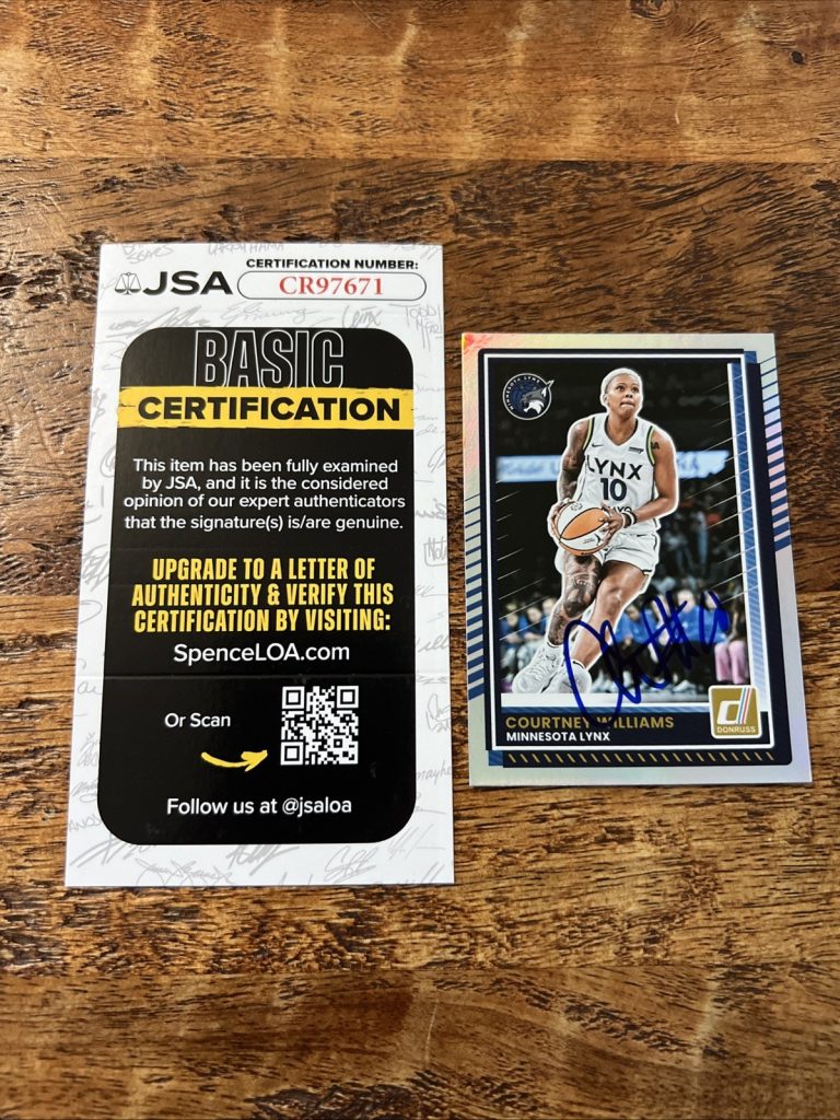 Courtney Williams IP Signed Donruss Card JSA Coa Lynx Autographed WNBA