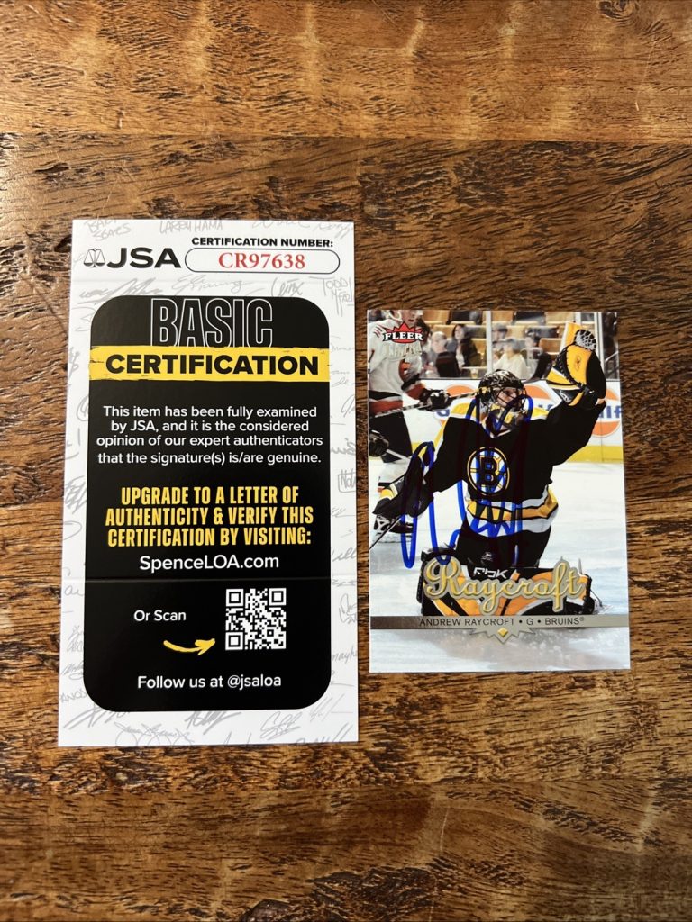 Andrew Raycroft IP Signed Fleer Ultra Card JSA Coa Bruins Autographed