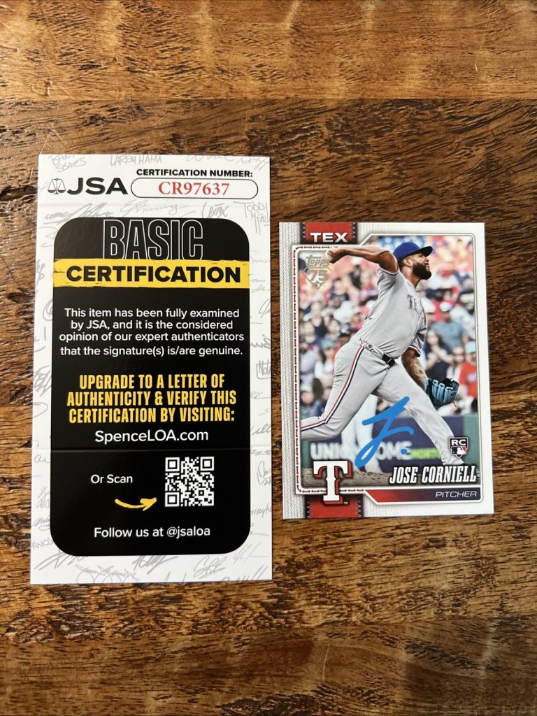 Jose Corniell IP Signed Topps Rookie Card JSA Coa Rangers Autographed