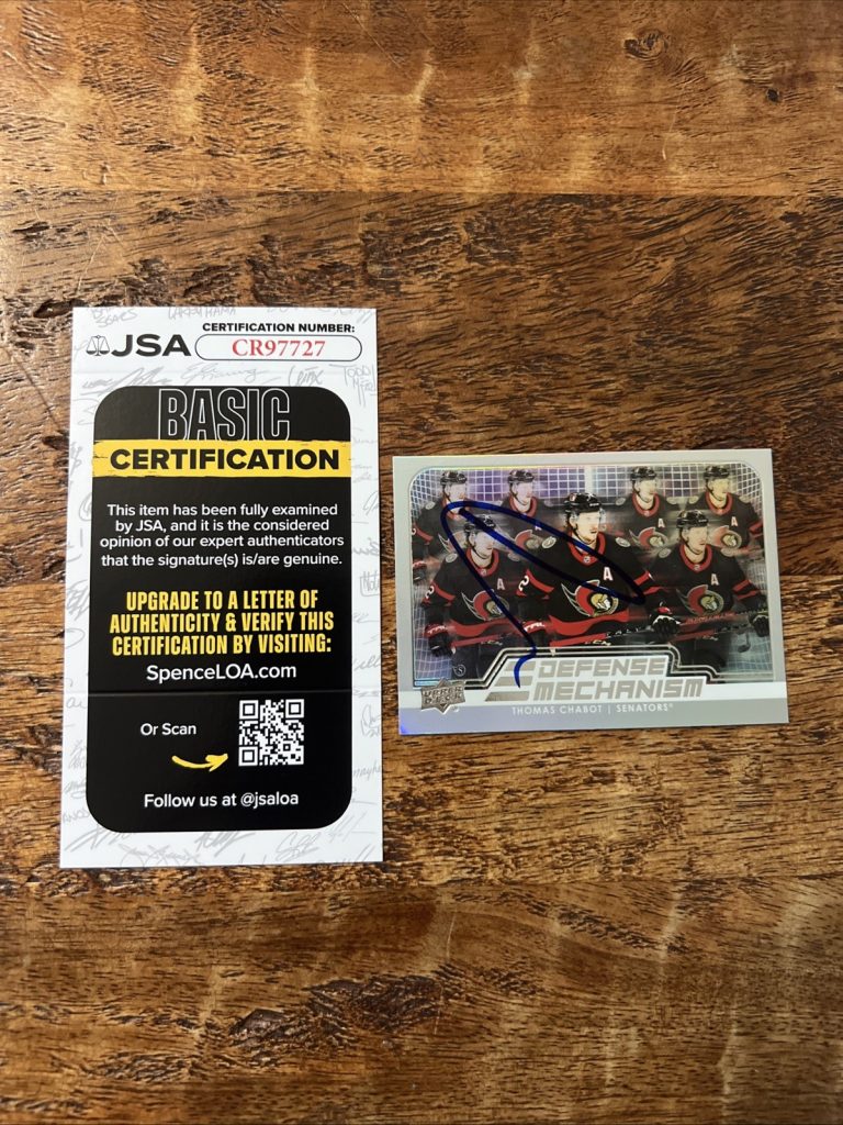 Thomas Chabot IP Signed Upper Deck Card JSA Coa Senators Autographed
