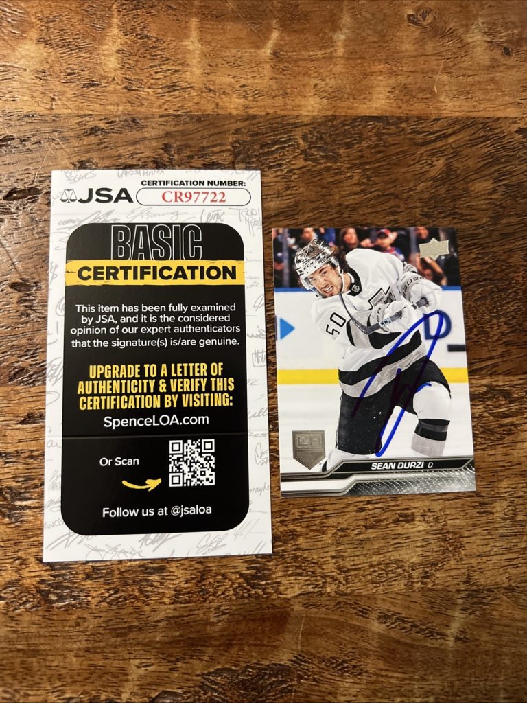Sean Durzi IP Signed Upper Deck Card JSA Coa Kings Autographed