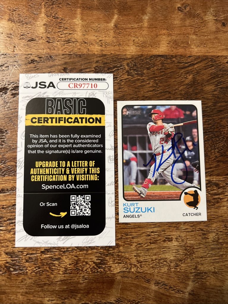 Kurt Suzuki IP Signed Topps Heritage Card JSA Coa Angels Autographed